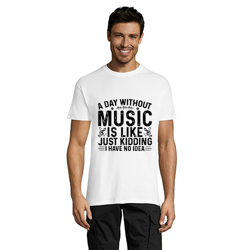 T-shirt męski Dzień bez muzyki w kolorze białym, XL
