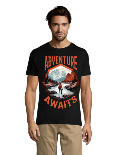 Męski t-shirt Adventure Awaits w kolorze czarnym XS