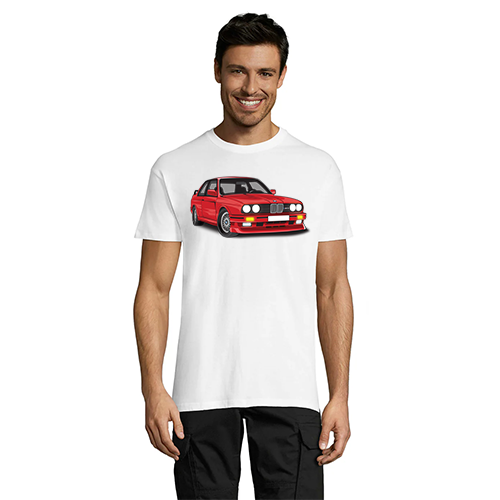 Męska koszulka t-shirt BMW E30 M3, biała, 4XL