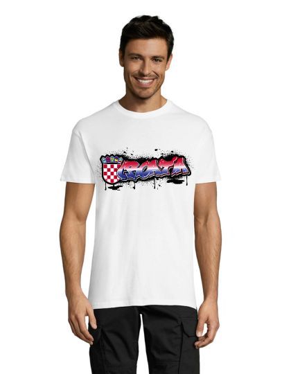 T-shirt męski z graffiti Chorwacja biała L