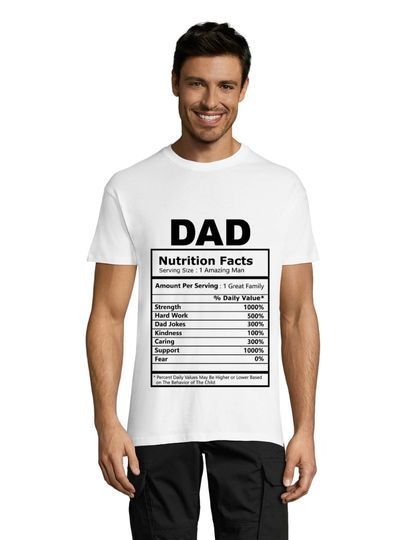 T-shirt męski Dad's Nutrition Facts w kolorze białym, XL
