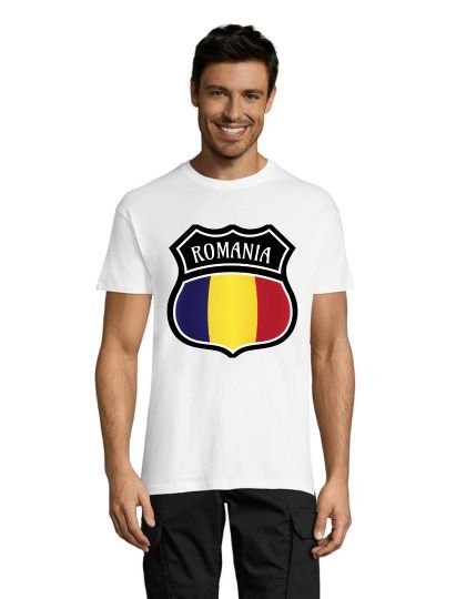 T-shirt męski Erb Rumunia biały M
