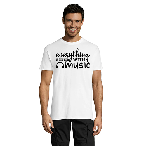 Męska koszulka t-shirt Everything is Better With Music biała 2XS
