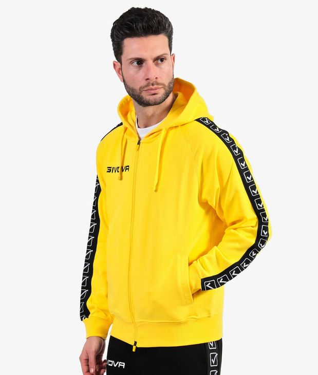 FELPA FULL ZIP CON CAPPUCCIO TERRY BAND żółty L