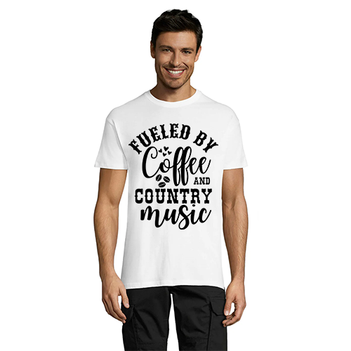Męski t-shirt Fueled By Coffee And Country Music w kolorze białym, 2XL