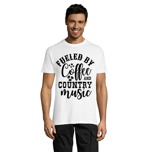 Męski t-shirt Fueled By Coffee And Country Music, czarny XS