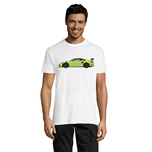 Zielony t-shirt męski Porsche biały 2XS