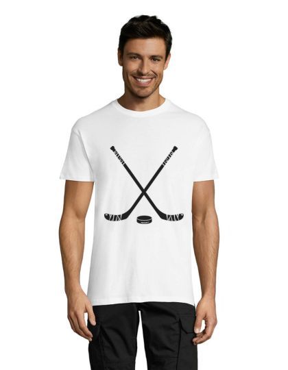 T-shirt męski kije hokejowe biały 4XS