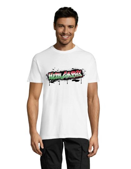 T-shirt męski z graffiti Węgry biały 2XL