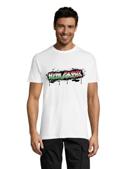 T-shirt męski z graffiti Węgry biała XS