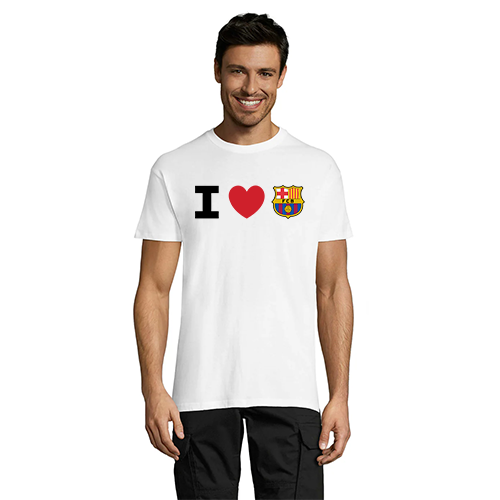 Męska koszulka t-shirt I Love FC Barcelona, biała, 2XL