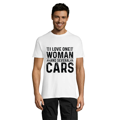 T-shirt męski Kocham jedną kobietę i kilka samochodów biały 3XS