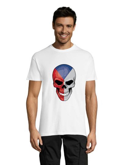 T-shirt męski Czaszka z czeską flagą, biała L