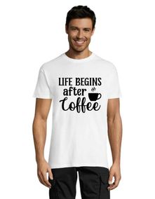 Życie zaczyna się po koszulce męskiej Coffee białej 2XS