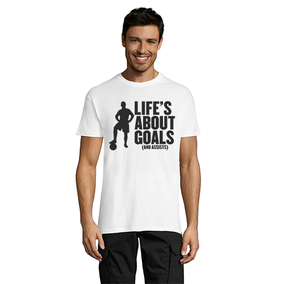 Męski t-shirt Life's About Goals w kolorze białym XS