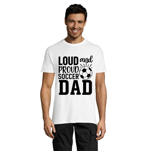 Męska koszulka t-shirt z głośnym i dumnym piłkarskim tatą, biała 2XS