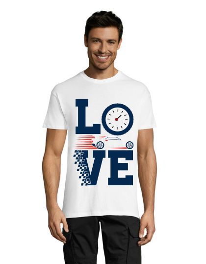 Męski t-shirt wyścigowy Love Racing w kolorze białym XS