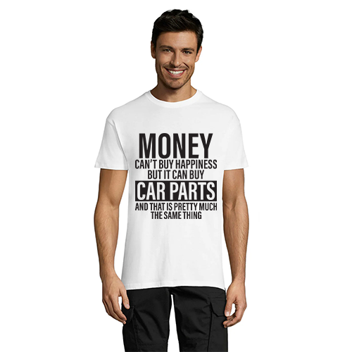 T-shirt męski szczęścia nie można kupić za pieniądze, biały 3XS