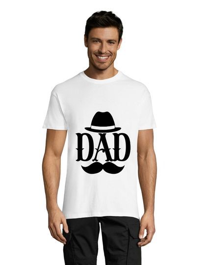 T-shirt męski Mustache Dad biały 3XS
