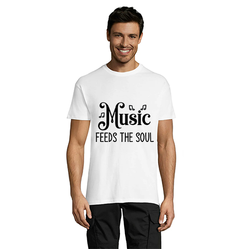 Męski t-shirt Music Feeds The Soul w kolorze białym, 2XL