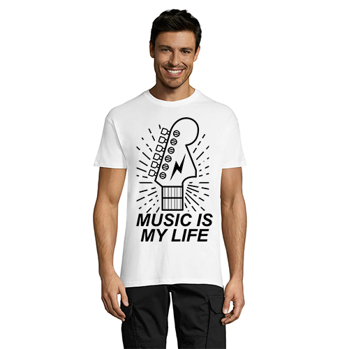 Koszulka męska Music is my life biała, 4XL