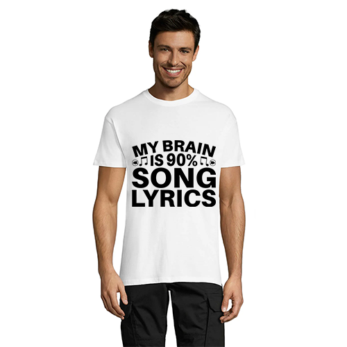 Męski t-shirt My Brain is 90% Song Lyrics, biały, 2XL