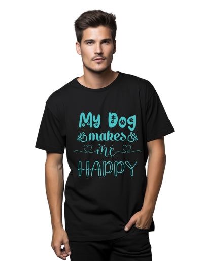 Koszulka męska „Mój pies mnie uszczęśliwia” biała 2XS