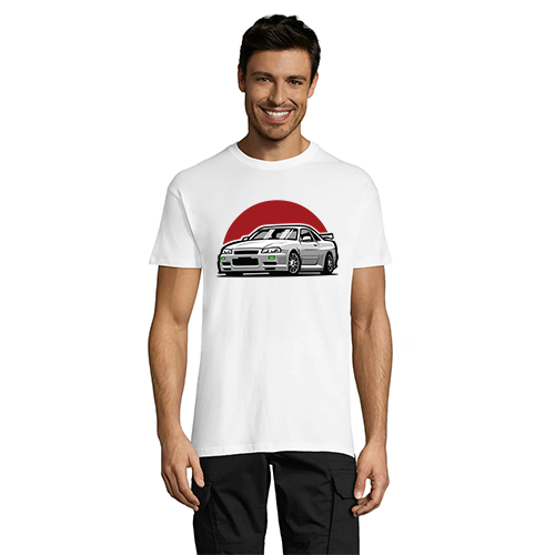 Męska koszulka t-shirt Nissan GTR R34 Red SUN biała 4XS