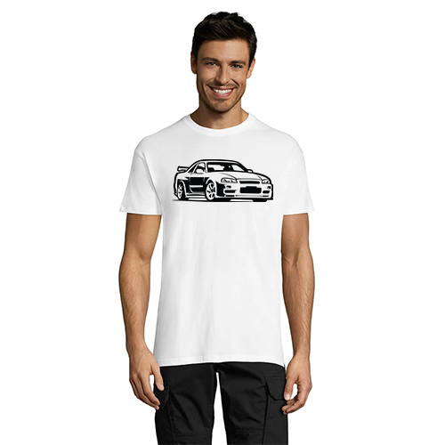 Męska koszulka t-shirt Nissan GTR R34 Silhouette, biała, 2XL