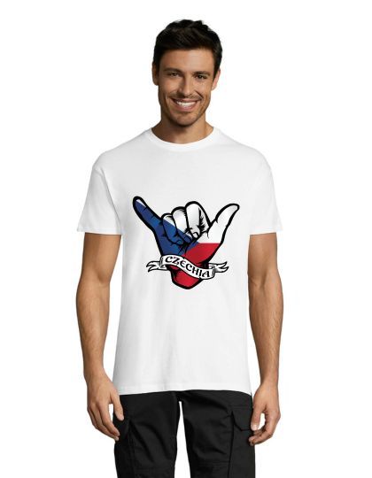 T-shirt męski Ruka z czeską flagą, biała L