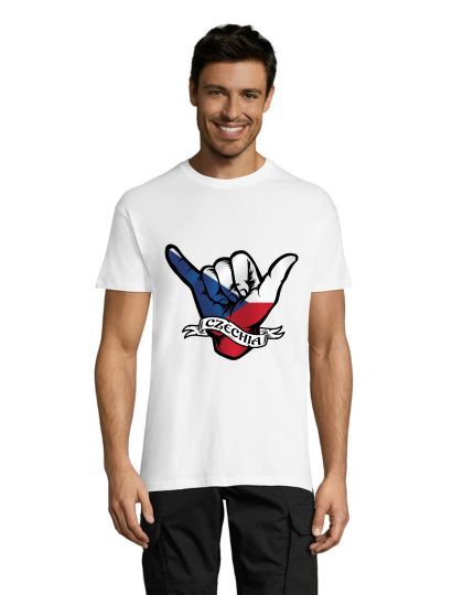 T-shirt męski Ruka z czeską flagą, biały M