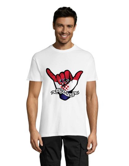 T-shirt męski Ruka z chorwacką flagą, biały 2XL
