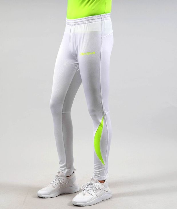 RUNNING LONG PANT spodnie do joggingu biały/fluo żółty L