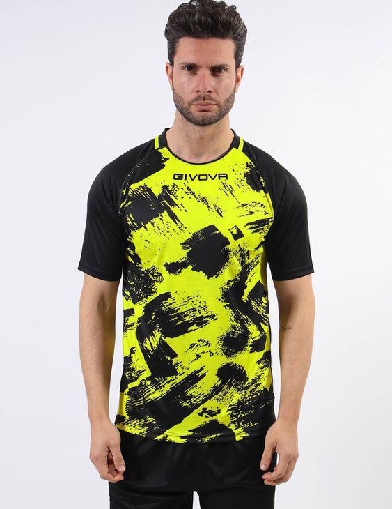 SHIRT ART INTERLOCK M/C golf fluo żółty/czarny 2XL