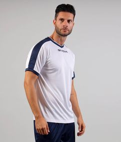 SHIRT REVOLUTION INTERLOCK golf biały/niebieski S