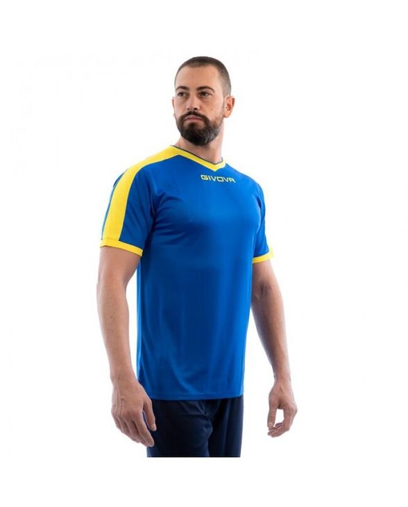 SHIRT REVOLUTION INTERLOCK golf lazurowy/żółty 3XL