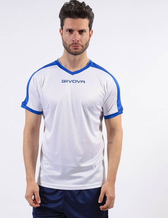 SHIRT REVOLUTION INTERLOCK golf biały/lazurowy 3XL