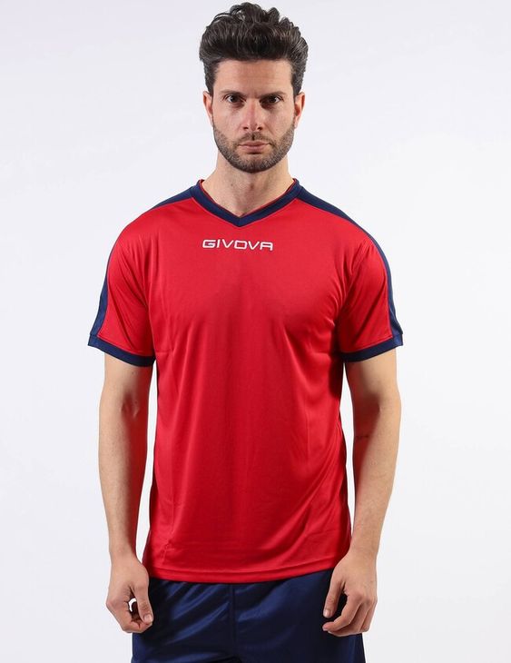 SHIRT REVOLUTION INTERLOCK golf czerwony/niebieski 3XS