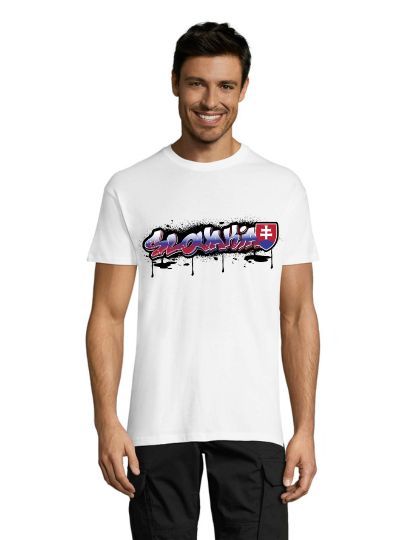 Męska koszulka t-shirt z graffiti, Słowacja, biała, 5XS