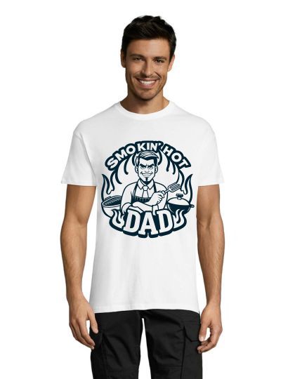 T-shirt męski Smokin Hot Dad biały 2XS