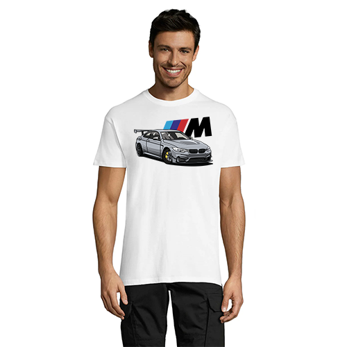 Sportowe BMW z męską koszulką M3 w kolorze białym 4XL