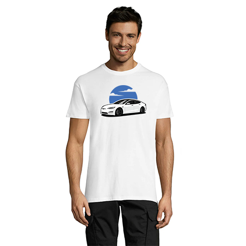 T-shirt męski Tesla biały L