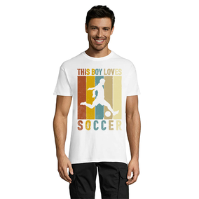 Męska koszulka t-shirt This Boy Loves Soccer, biała, 2XS