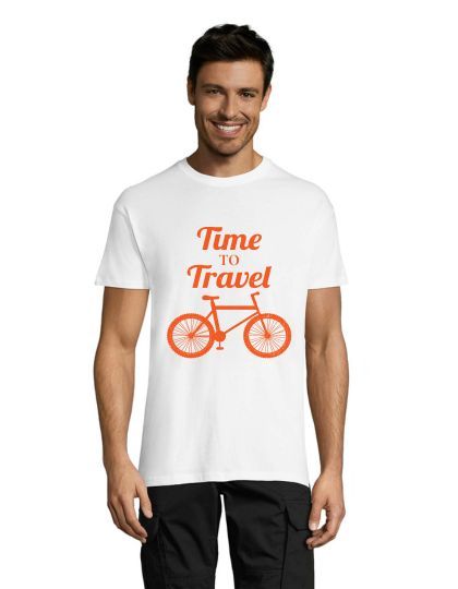 Czas na podróż z męską koszulką rowerową białą 3XL
