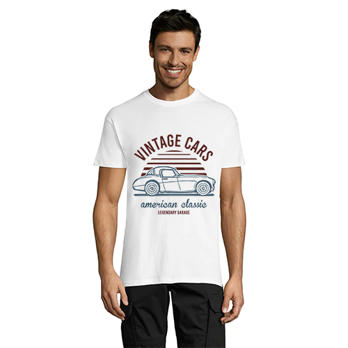 T-shirt męski Vintage Cars biały 2XS