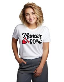 Wo Męski t-shirt „Mama's boy” w kolorze białym XL