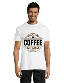 Serwowana jest tu najlepsza kawa na świecie. Koszulka męska biała 4XS