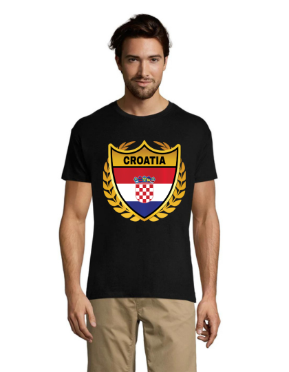 T-shirt męski Złoty herb Chorwacji czarna L